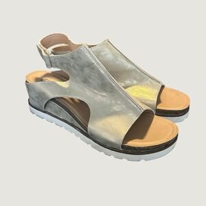 Diba Chenay Gold Metallic Platform Sandals Ankle Strap SD1002742 Womens 10M